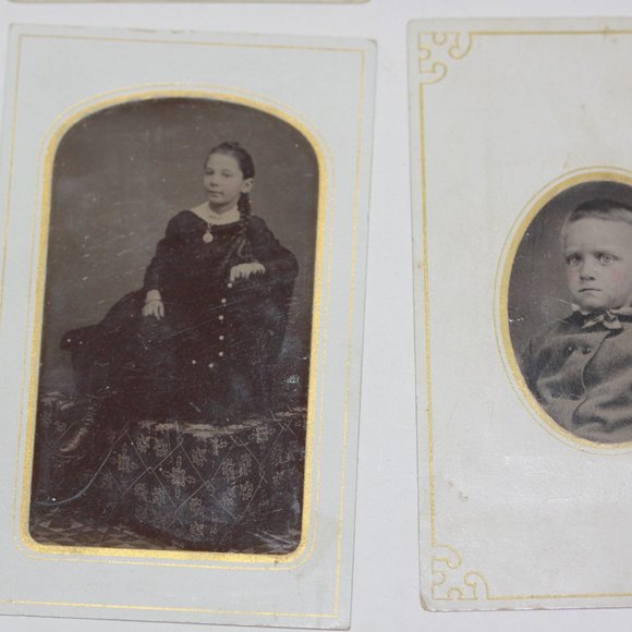 Antique Victorian 1800s Era Tintype Tin Type Photograph Photos CHILDREN Lot of 6 - Picture 5 of 6